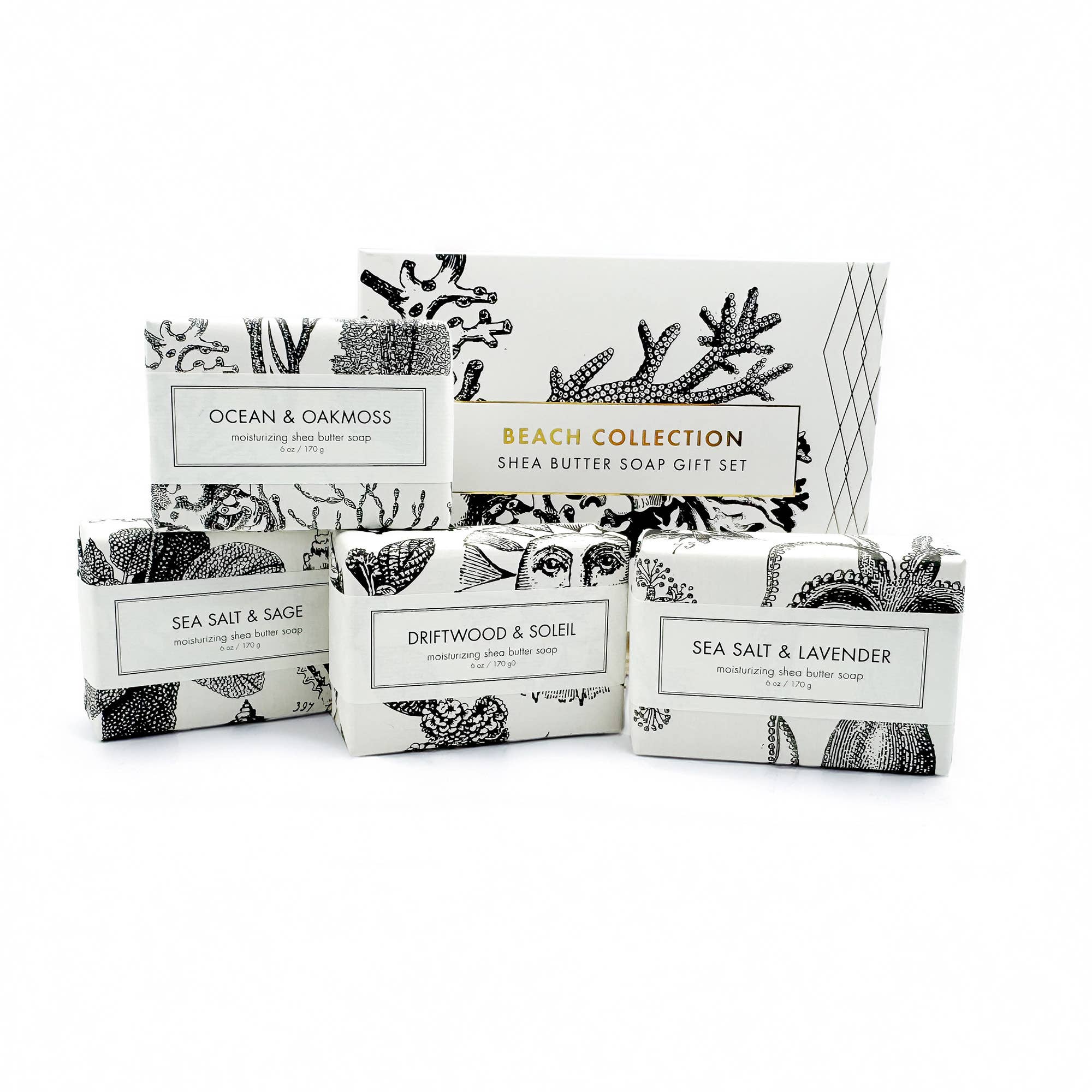 Seifen-Geschenkset Strandkollektion – 4 handgemachte Sheabutter-Seifen
