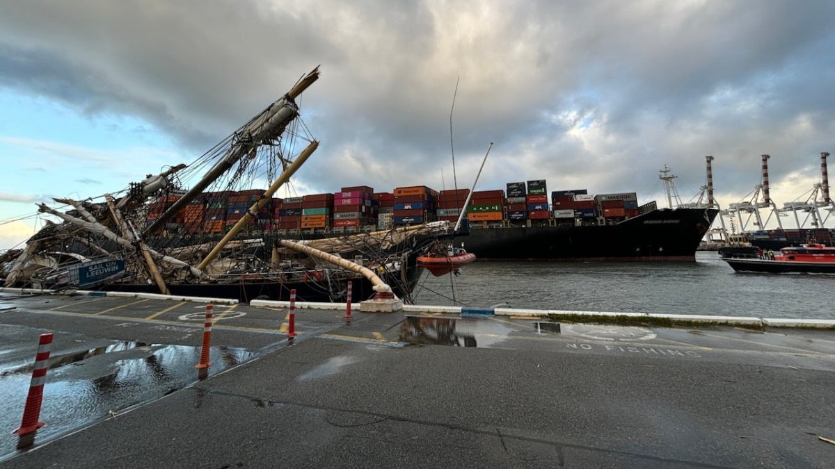 Unfall: Großcontainerfrachter zerstört historischen Dreimaster im Hafen - Ankerherz Verlag
