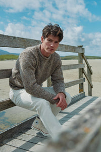 Tweed Strickpullover – Haferfarbe