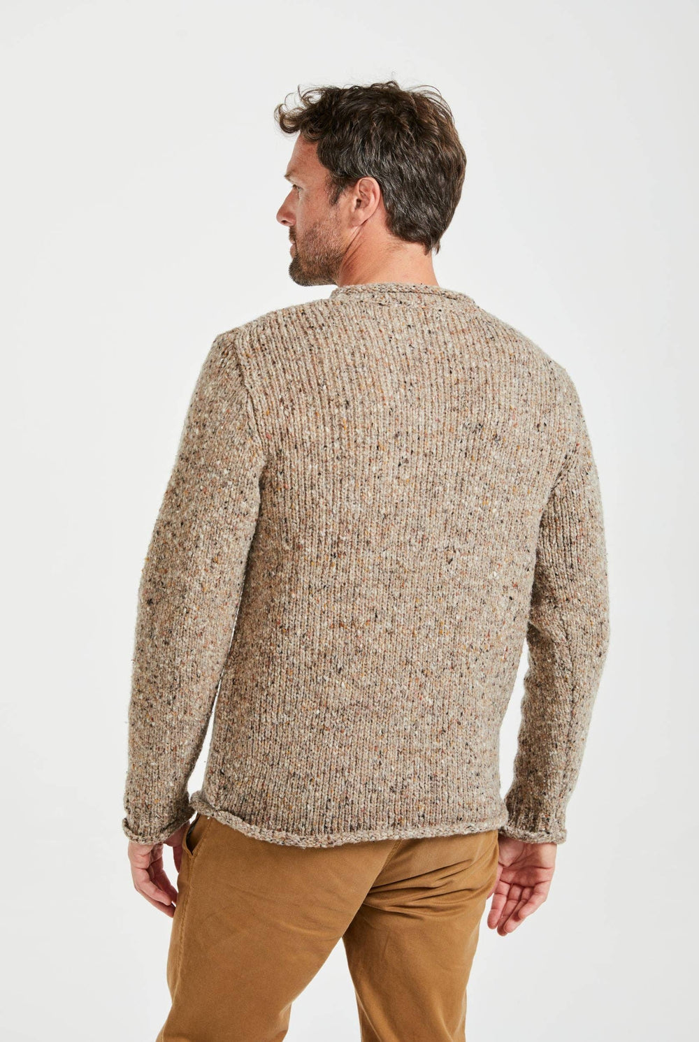 Tweed Strickpullover – Haferfarbe