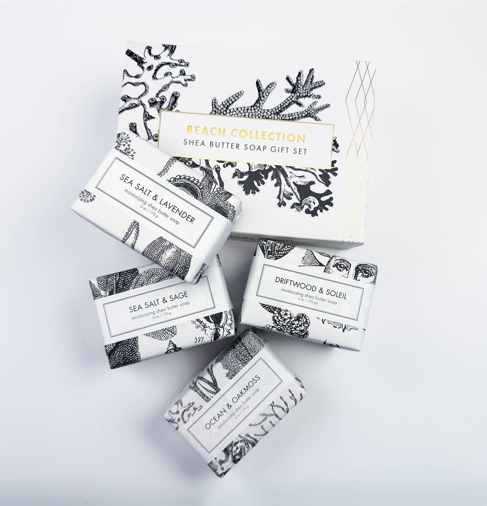 Seifen-Geschenkset Strandkollektion – 4 handgemachte Sheabutter-Seifen