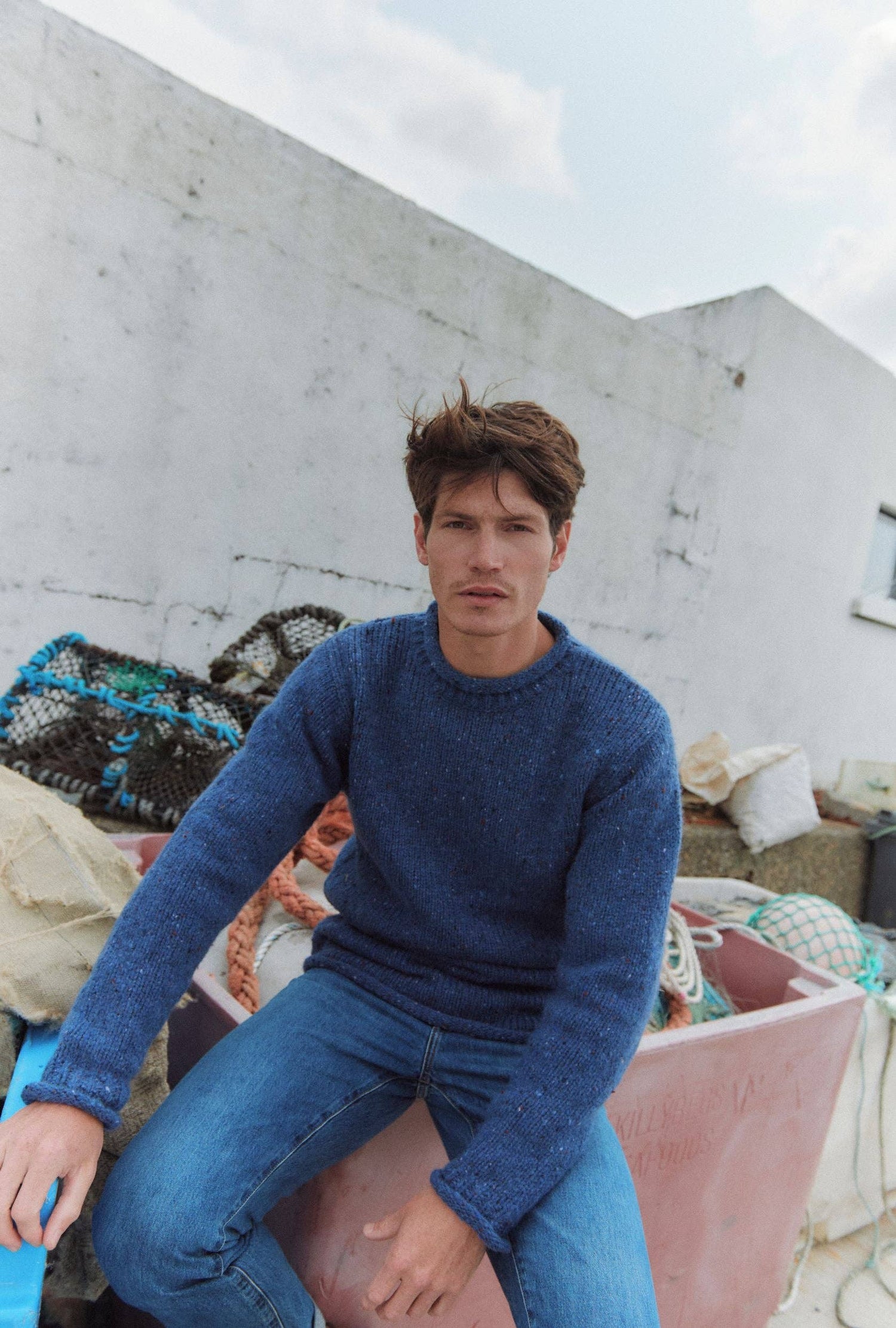 Tweed Rollkragenpullover - Denim | ankerherz.de