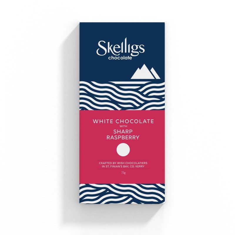 Skelligs Weiße Schokolade mit scharfen Himbeerstücken
